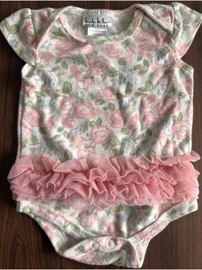 Nicole Miller Pink Floral Ruffle Baby Bodysuit